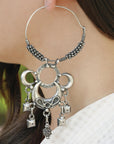 Silver Big Round Shape With Flower Jhumka