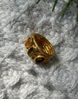 Tourmaline Three Stone 18k Gold Plated Silver 925 Gemstone Ring
