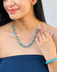 Gemstone Turquoise Beaded Beach Silver 925 Bracelet