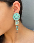 Turquoise and Navy Enamel Silver 925 Earrings