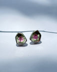 Everyday wear earrings Watermelon Tourmaline Silver 925 Studs