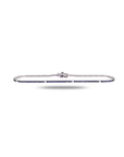 White gold micro pave blue sapphire tennis bracelet with evenly spaced white diamond