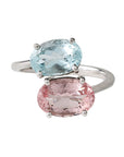 Aquamarine & Morganite Silver 925 Ring for Women USA