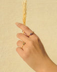 Minimal everyday style Yellow stone 18K Gold Plated Silver 925 Ring