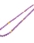 Amethyst beads single strand necklace in silver