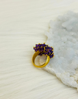 Garnet & Amethyst 18K Gold Plated Silver 925 Beads Ring