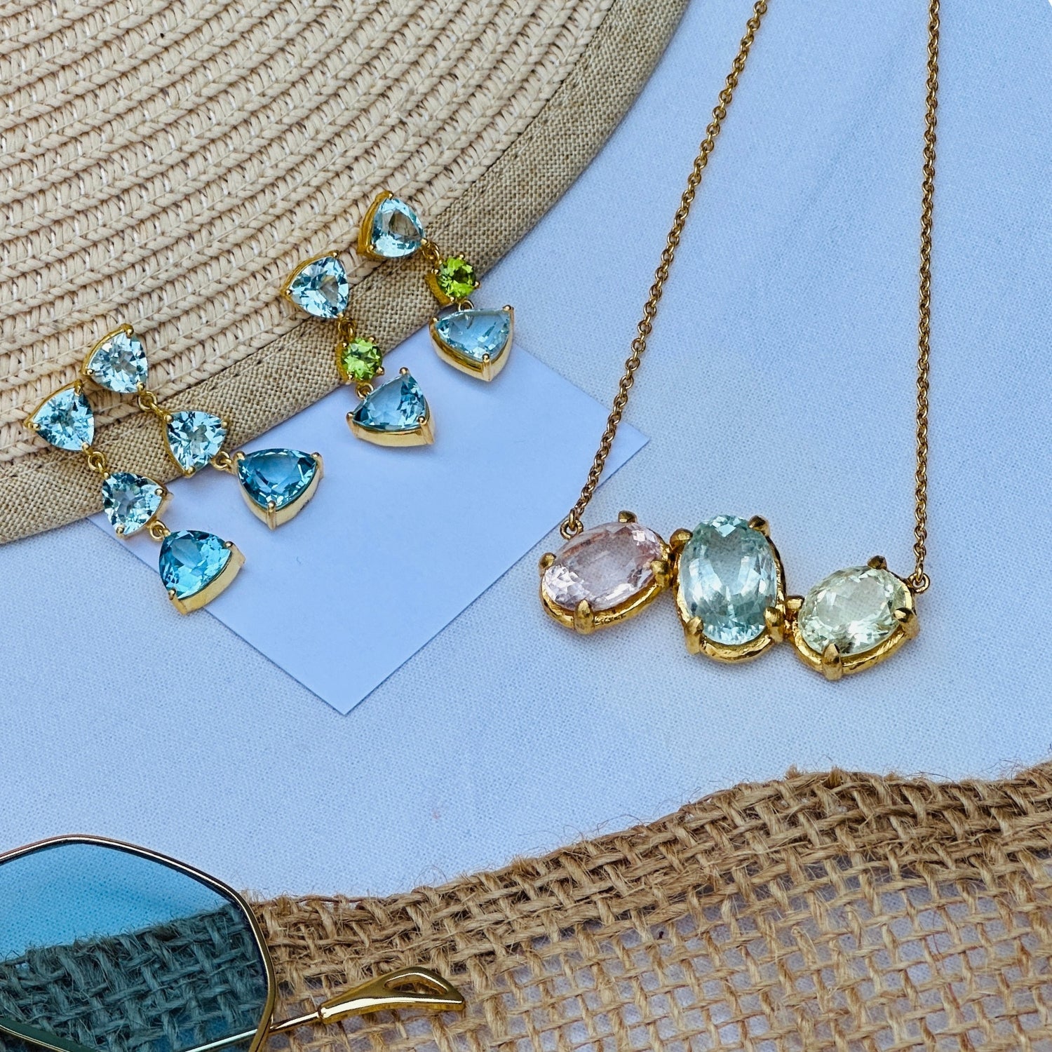 Carrillo Aquamarine 18K Gold Plated Silver 925 Necklace