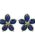 925 Silver Earrings with Blue Sapphire and Diamond Flower