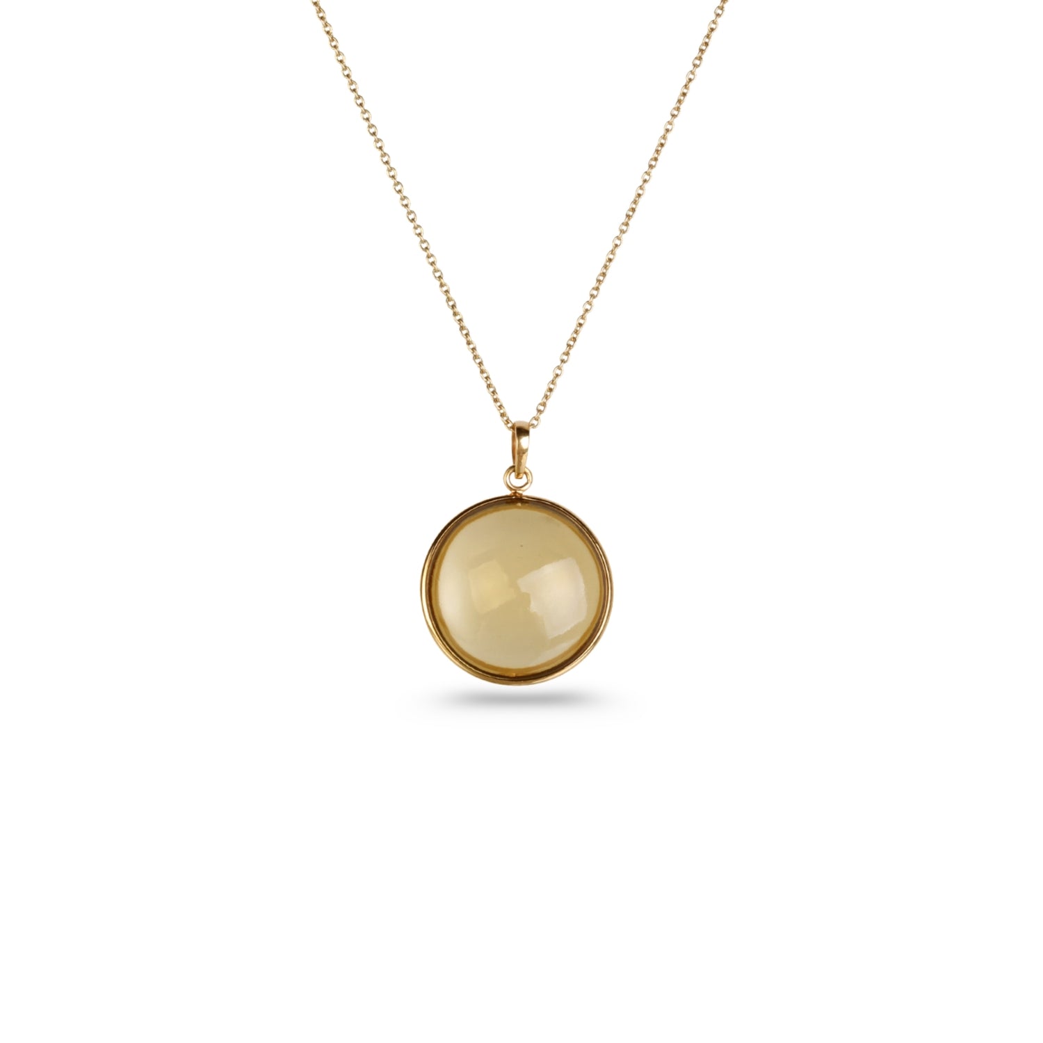Citrine Round 18K Gold Pendant