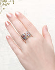 Colorful Gemstone Silver Ring with Multi-Color Stones