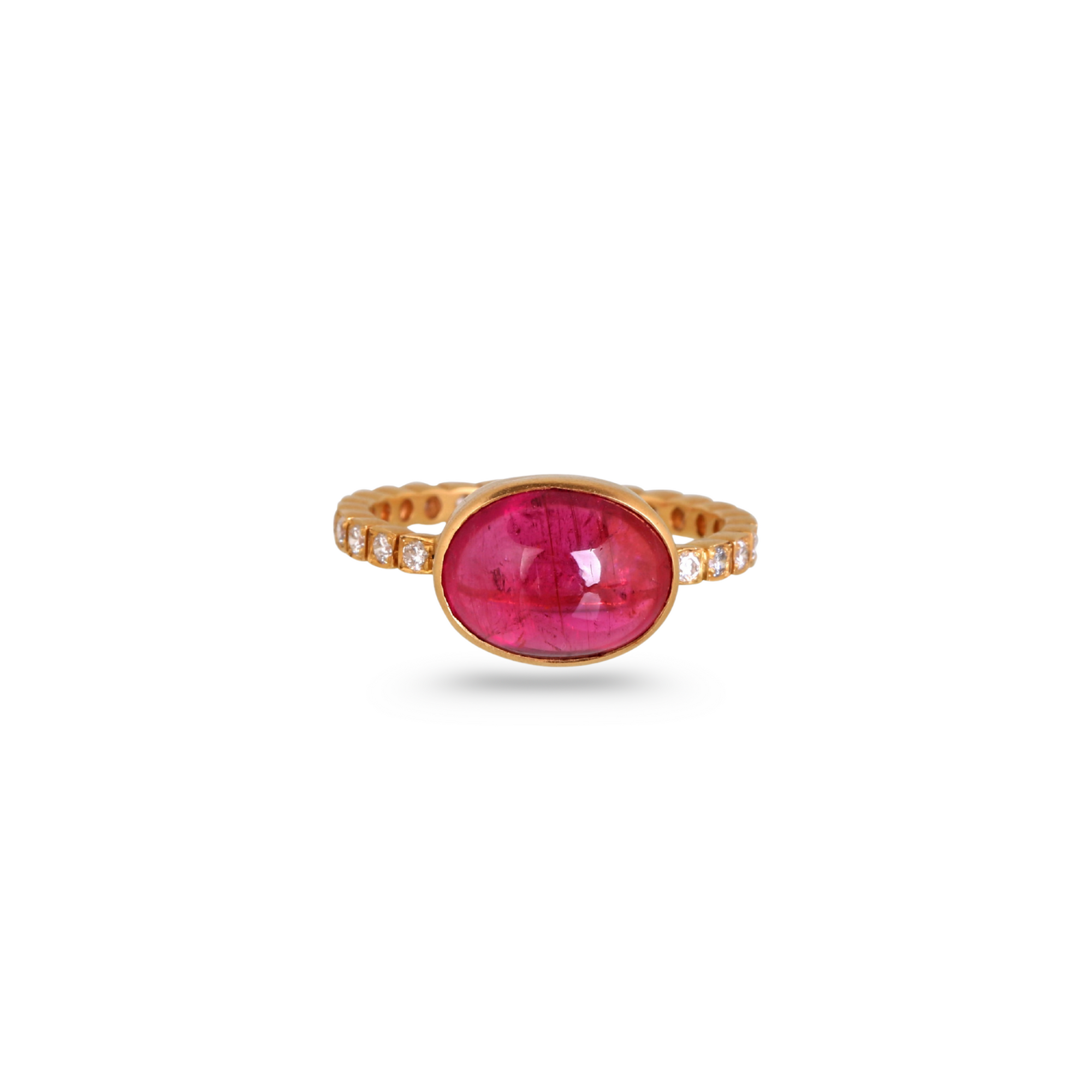 Pink Tourmaline 18K Gold Ring with Diamonds