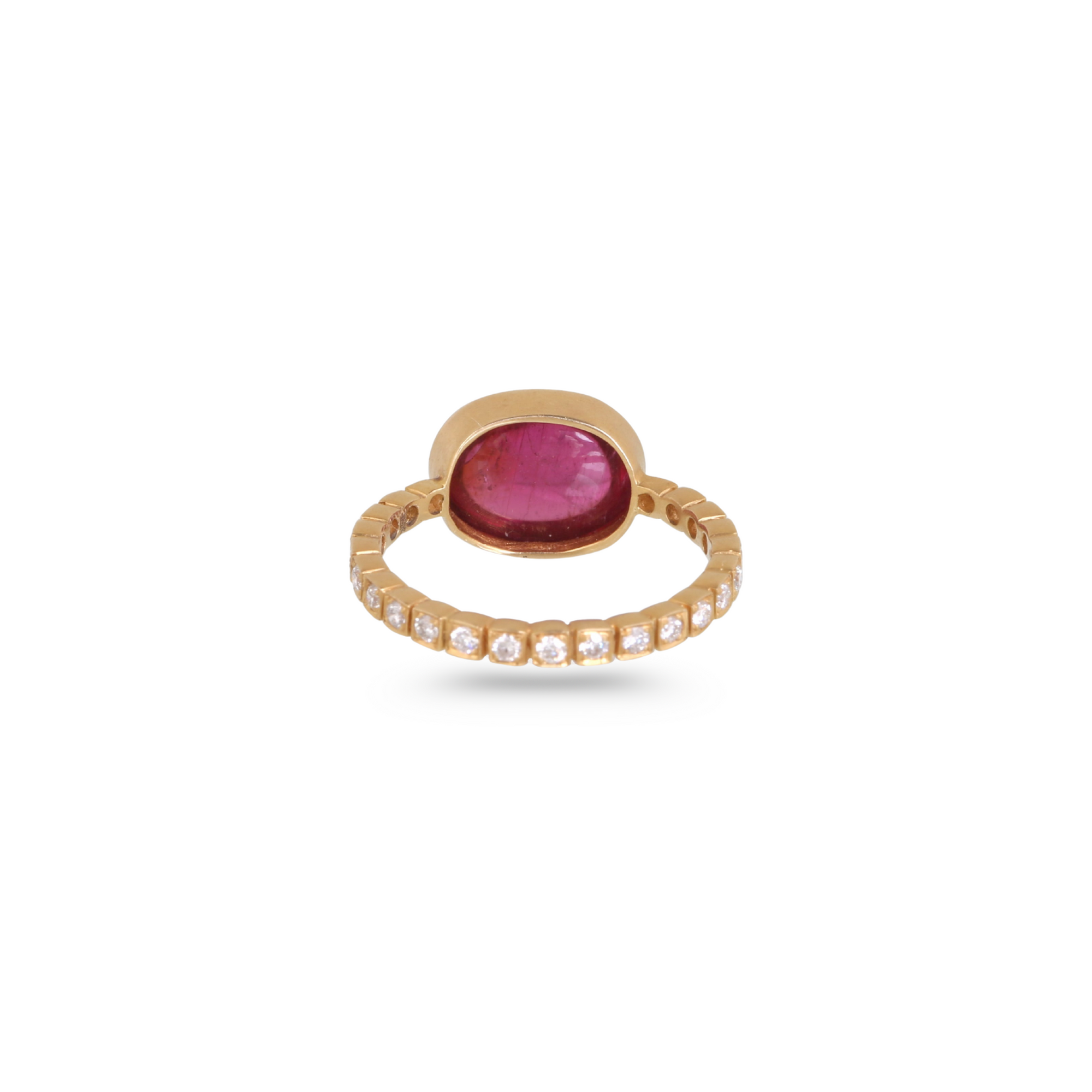 Pink Tourmaline 18K Gold Ring with Diamonds