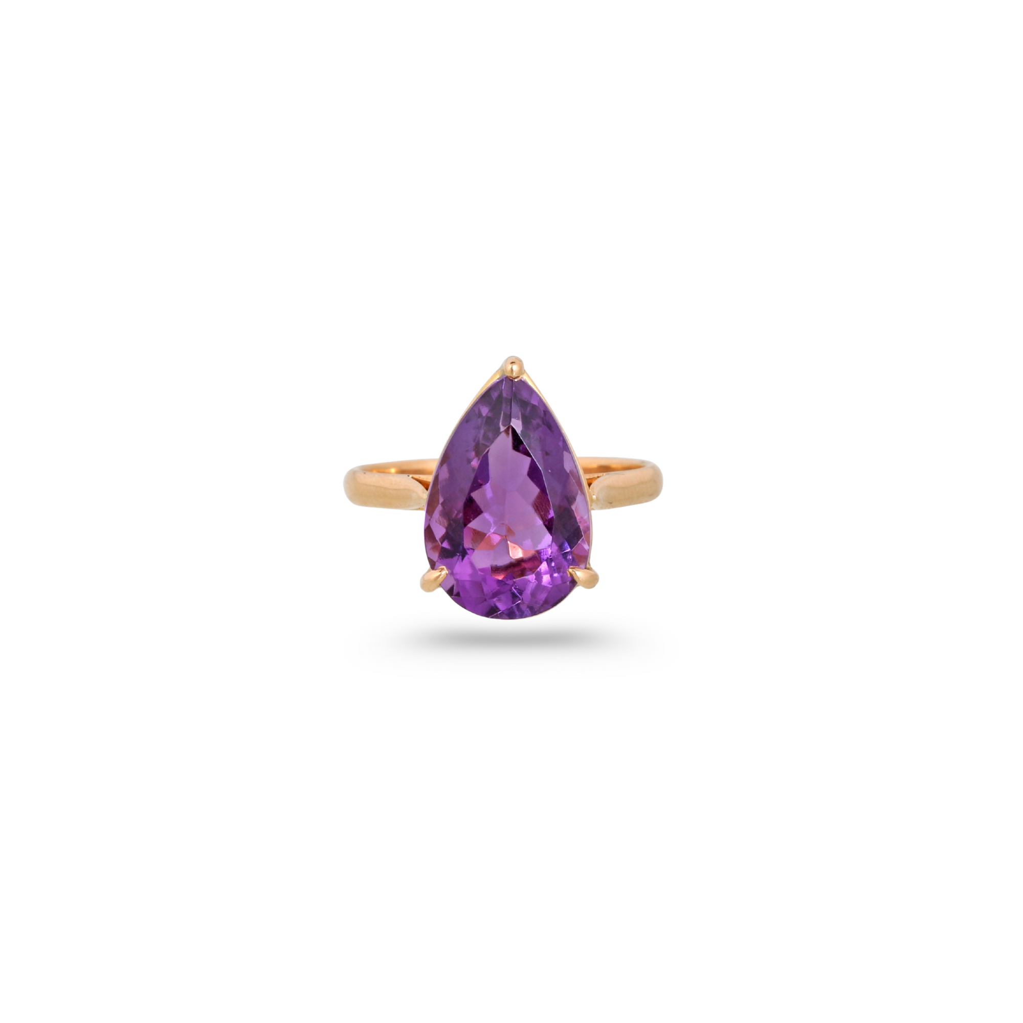 Amethyst Pear 18K Gold Ring