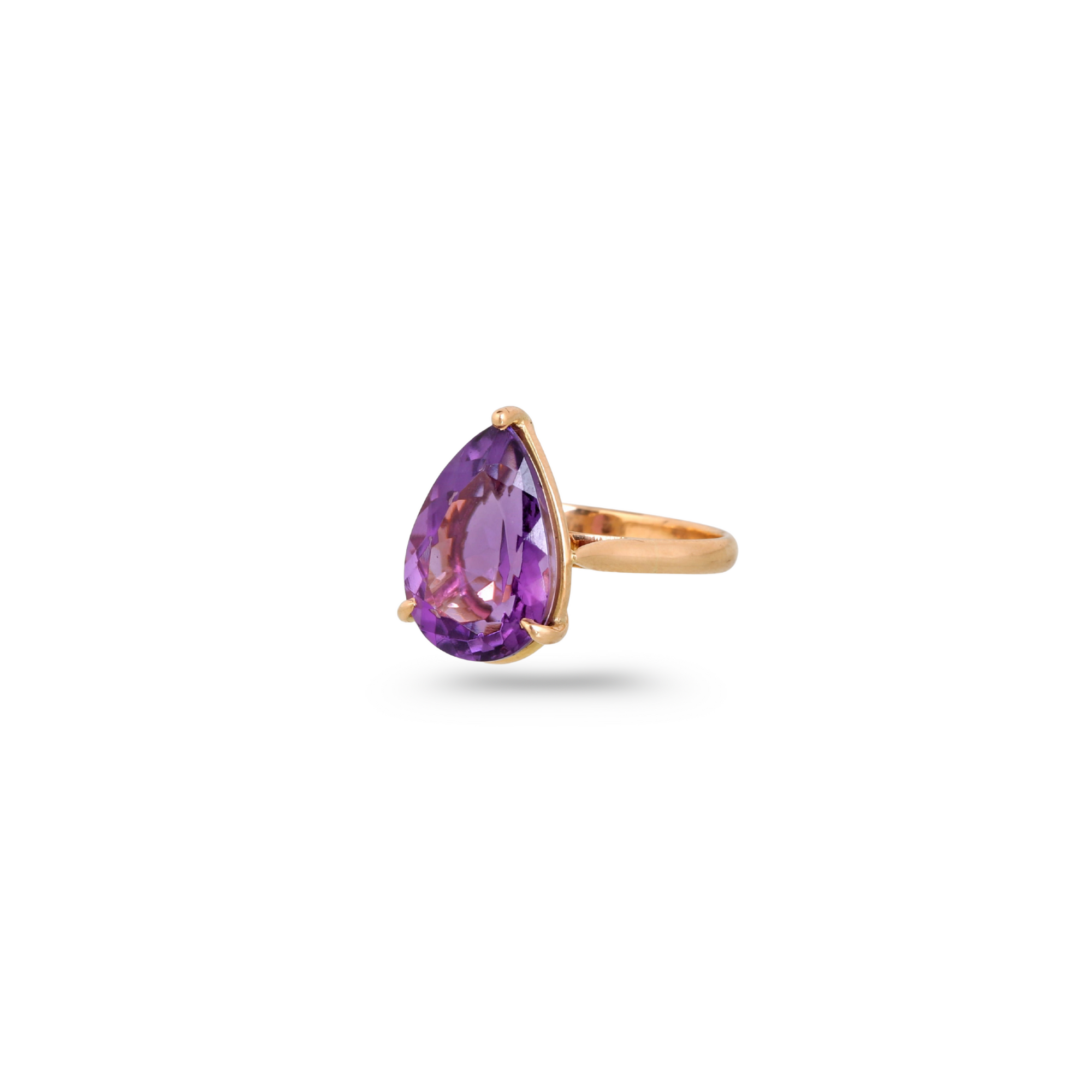 Amethyst Pear 18K Gold Ring