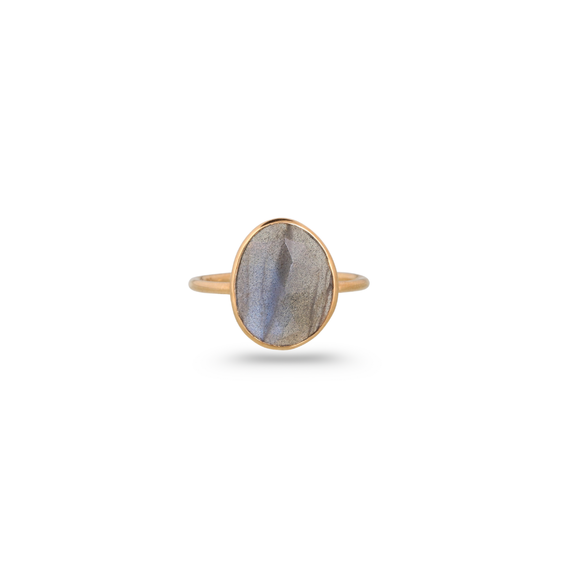 Labradorite Round 18K Gold Ring