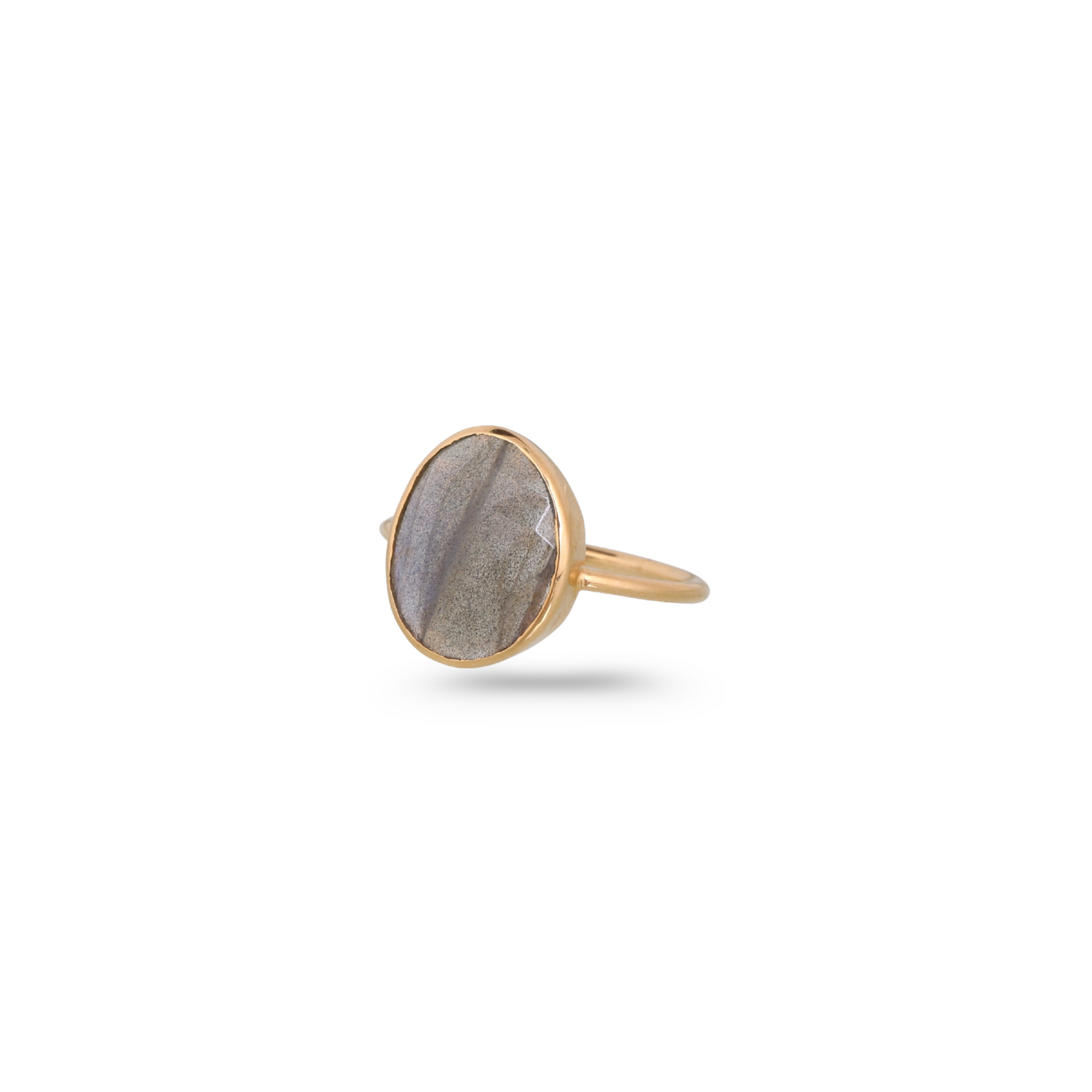 Labradorite Round 18K Gold Ring
