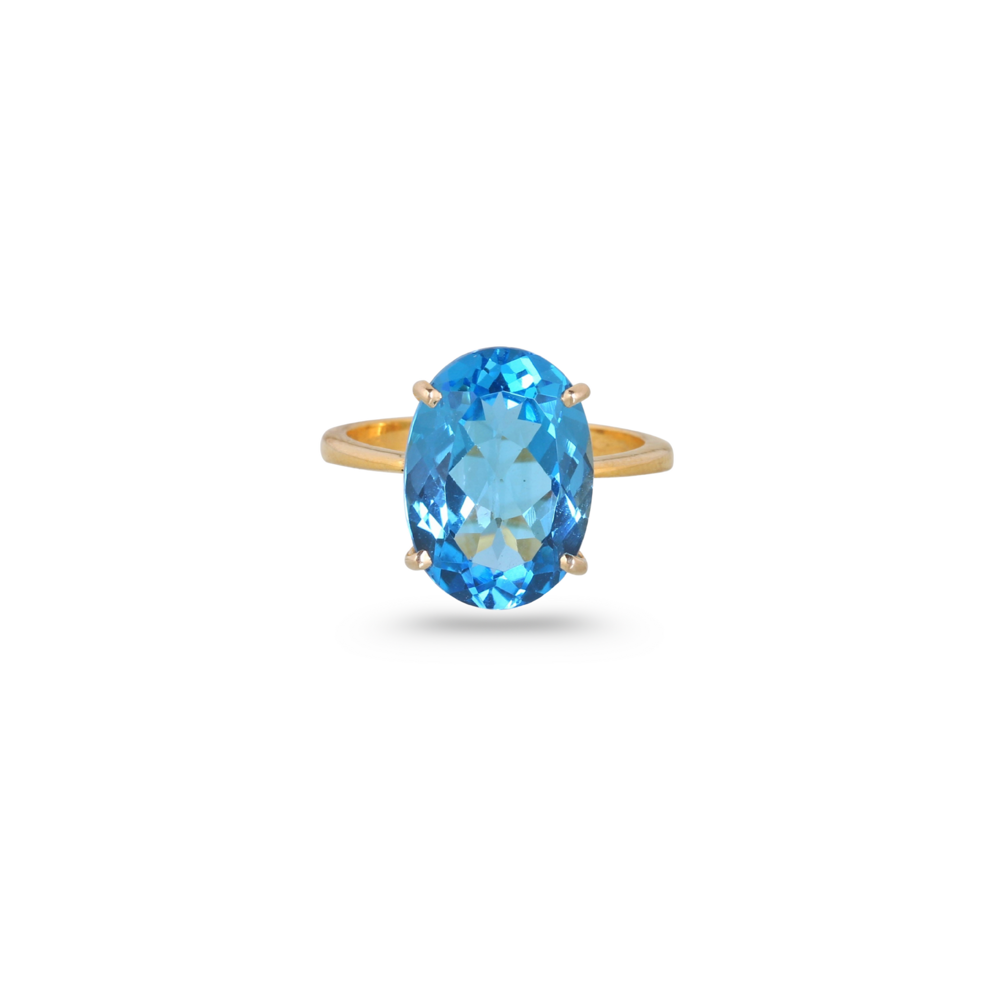 Blue Topaz Big Oval 18K Gold Ring