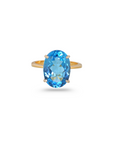 Blue Topaz Big Oval 18K Gold Ring
