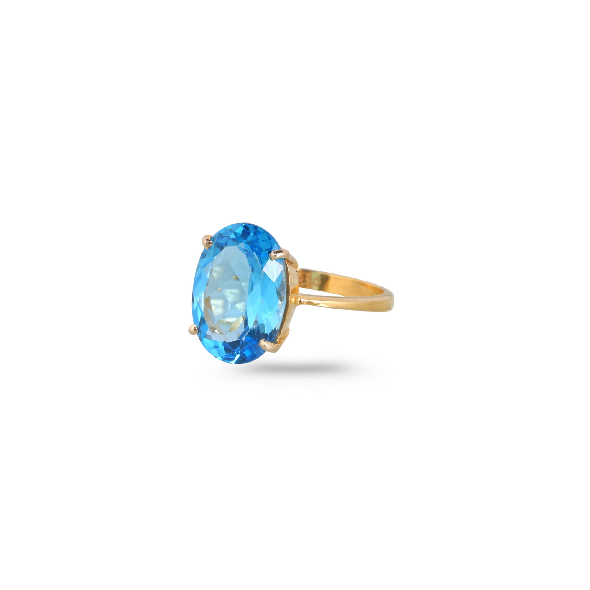 Blue Topaz Big Oval 18K Gold Ring