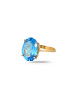 Blue Topaz Big Oval 18K Gold Ring
