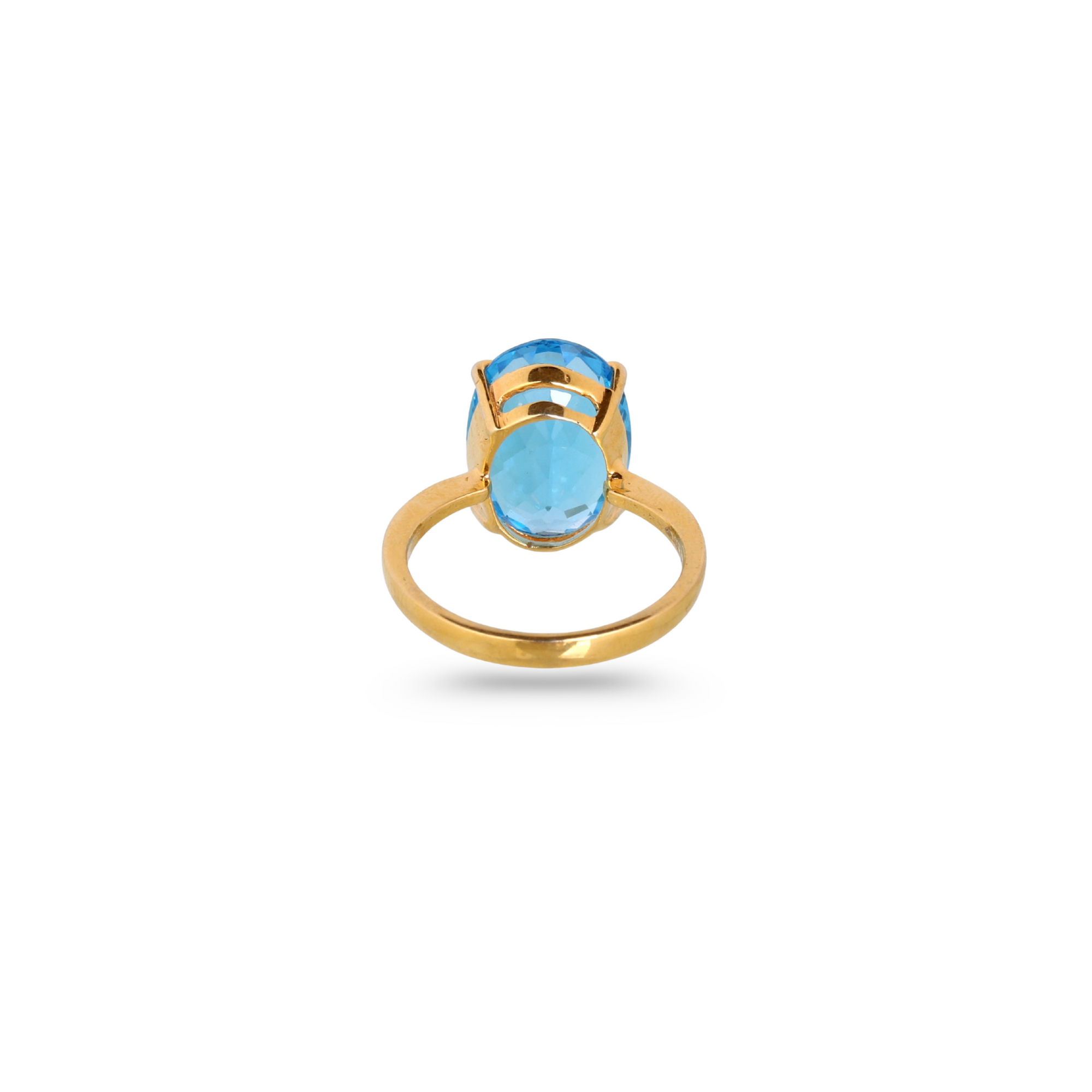 Blue Topaz Big Oval 18K Gold Ring