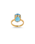 Blue Topaz Big Oval 18K Gold Ring