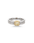 Halo Yellow & White Diamond Ring