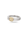 Halo Yellow & White Diamond Ring
