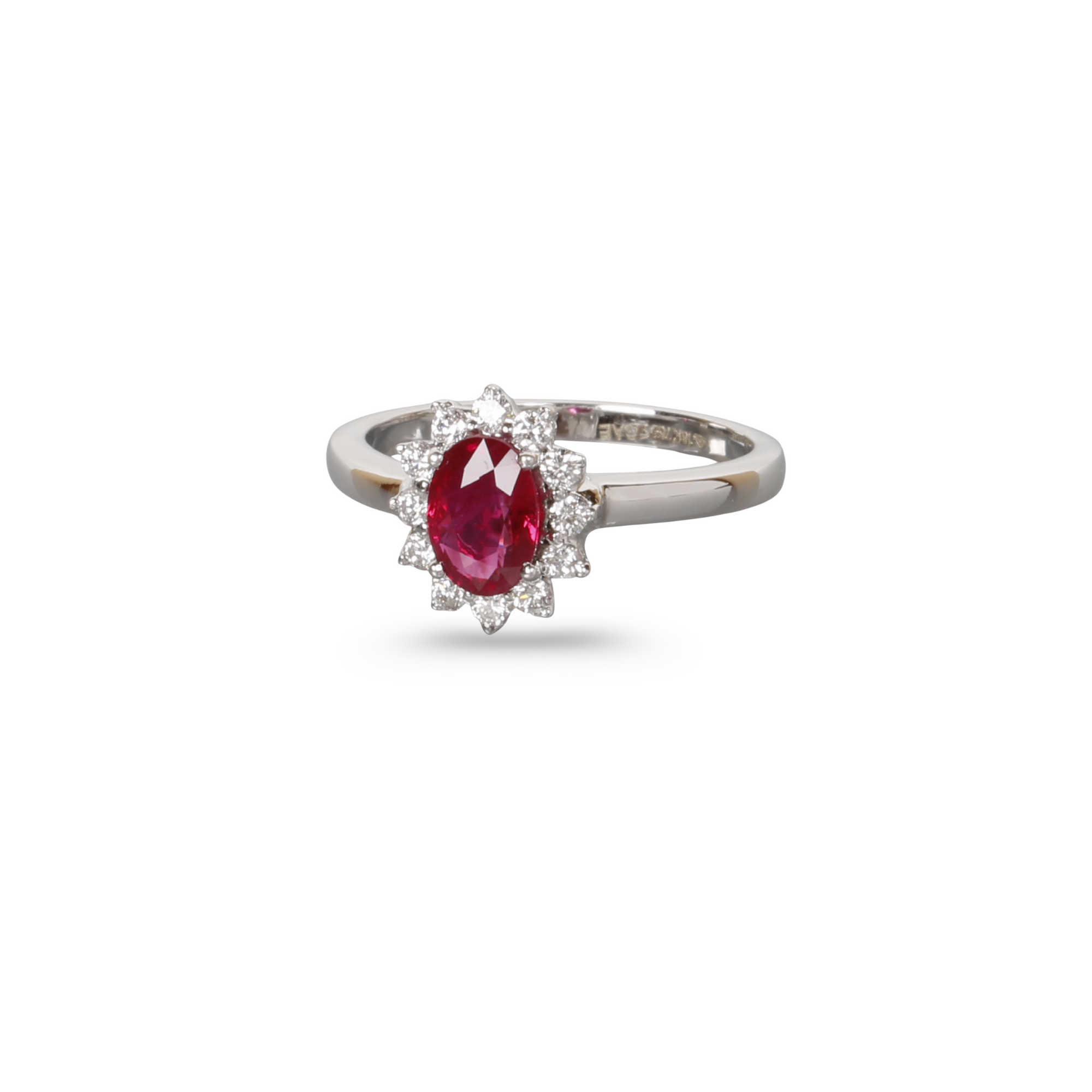 Ruby Diamond White Gold Cluster Ring
