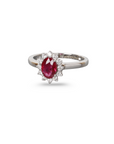 Ruby Diamond White Gold Cluster Ring