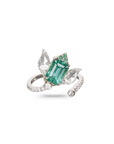 Lotus shape Emerald & Diamond 18K Gold Ring