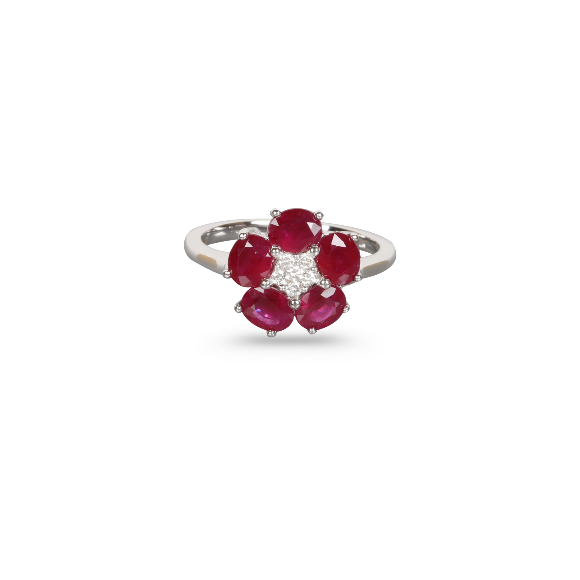 Flower Motif Ruby & Diamond Ring