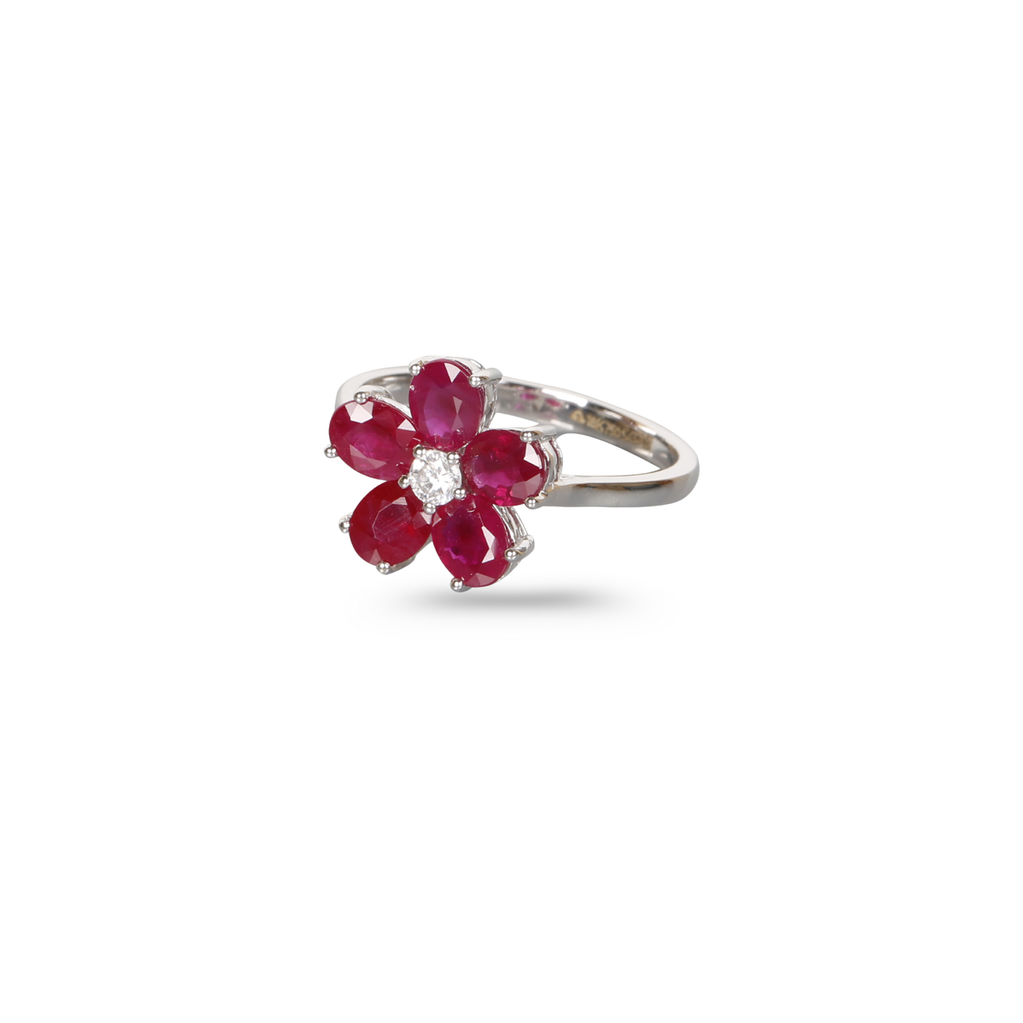 Flower Motif Ruby & Diamond Ring