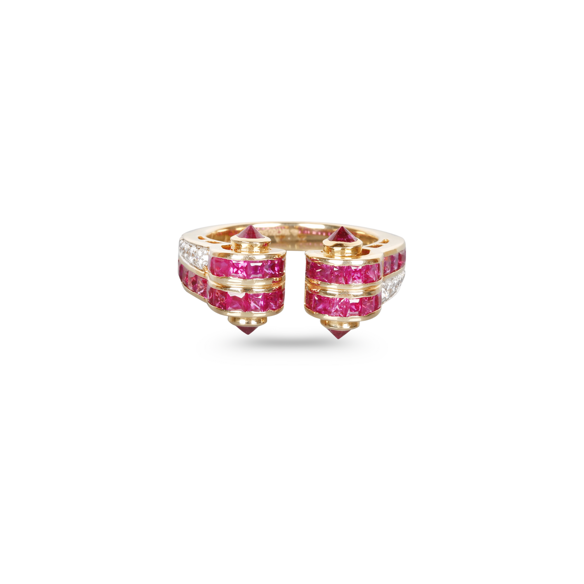 Contemporary Art Deco Ruby Diamond Ring