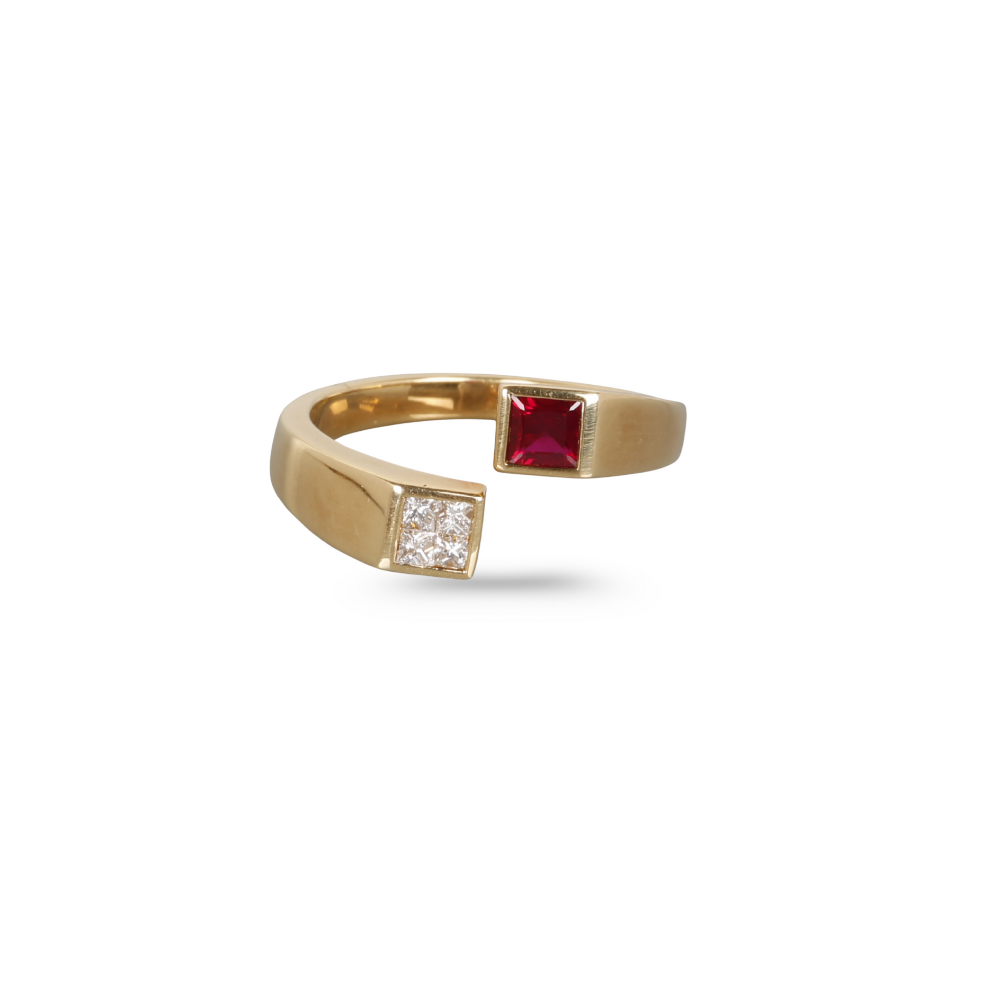 Princess Cut Natural Ruby & Diamond Ring
