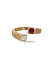Princess Cut Natural Ruby & Diamond Ring