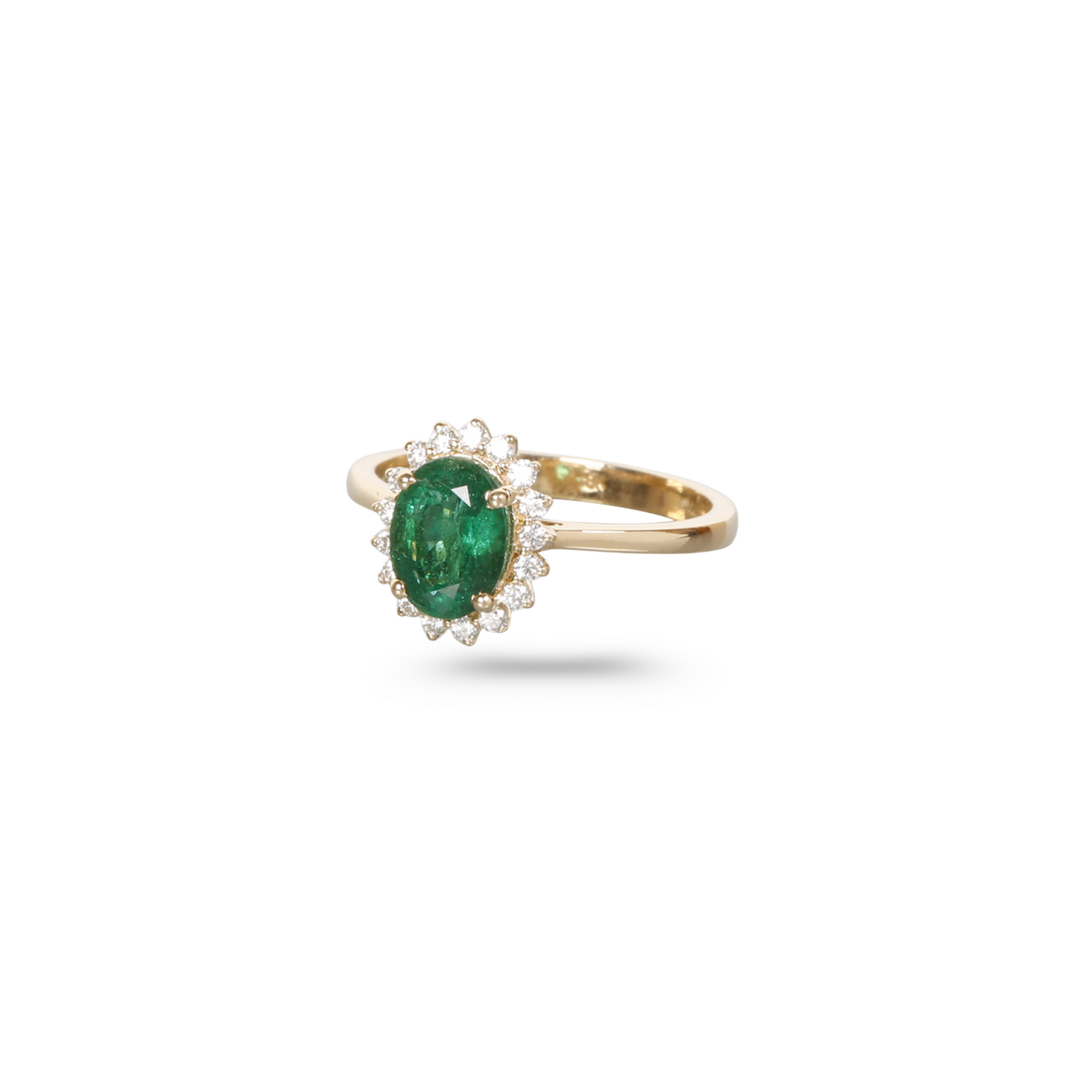 Emerald Diamond Gold Cluster Ring