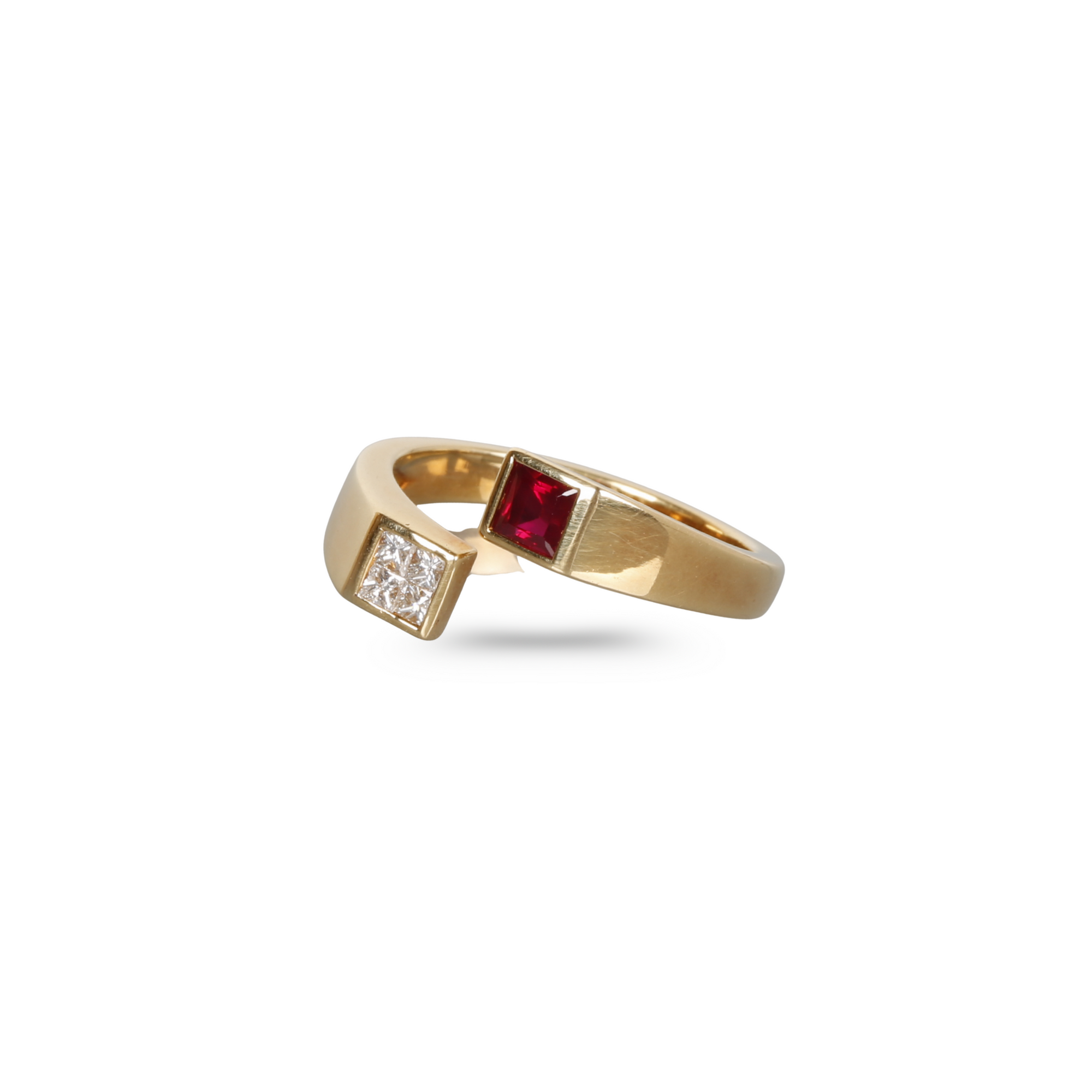 Princess Cut Natural Ruby & Diamond Ring