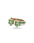 Contemporary Art Deco Emerald Diamond Ring