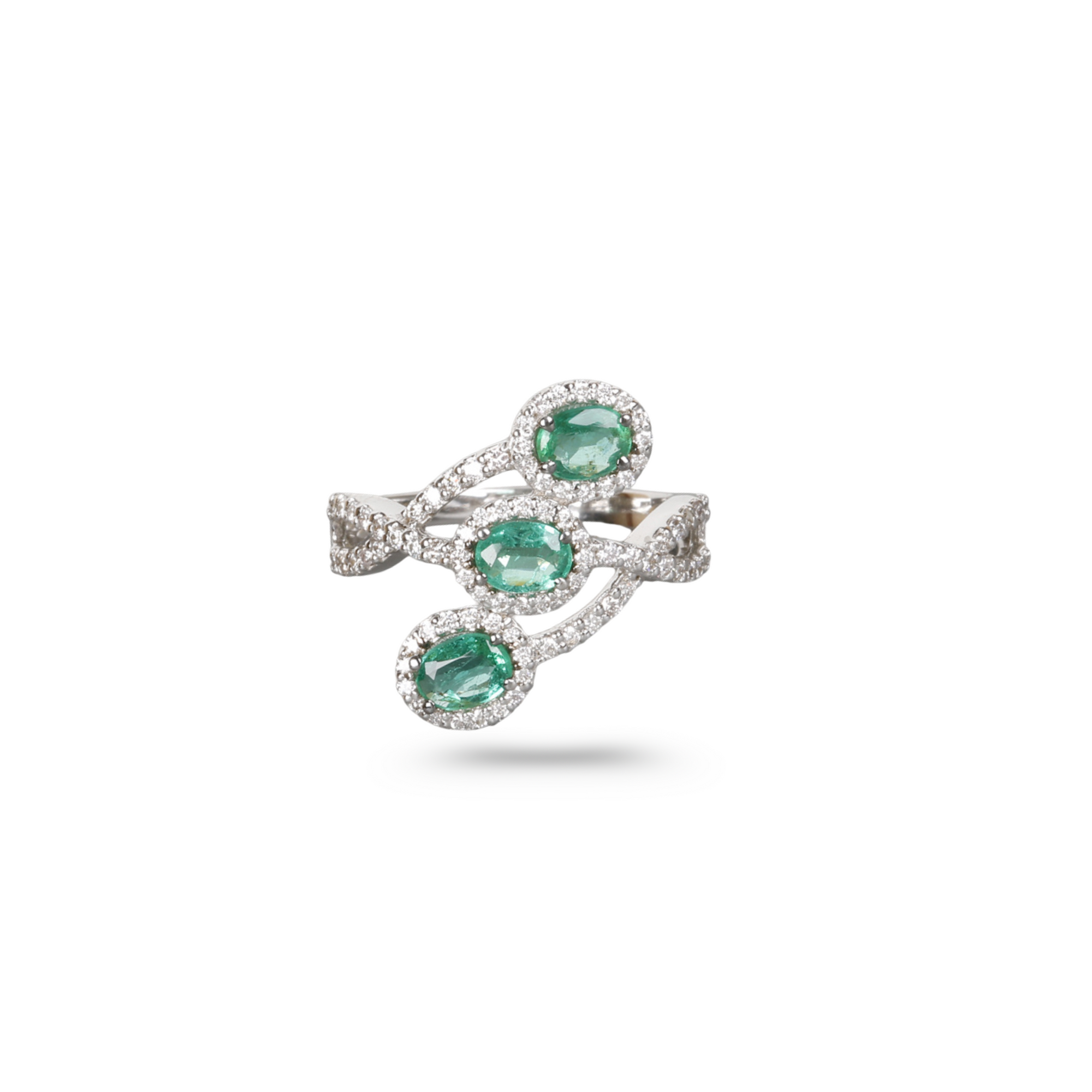 Emerald & Diamonds Crossover Ring