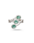 Emerald & Diamonds Crossover Ring