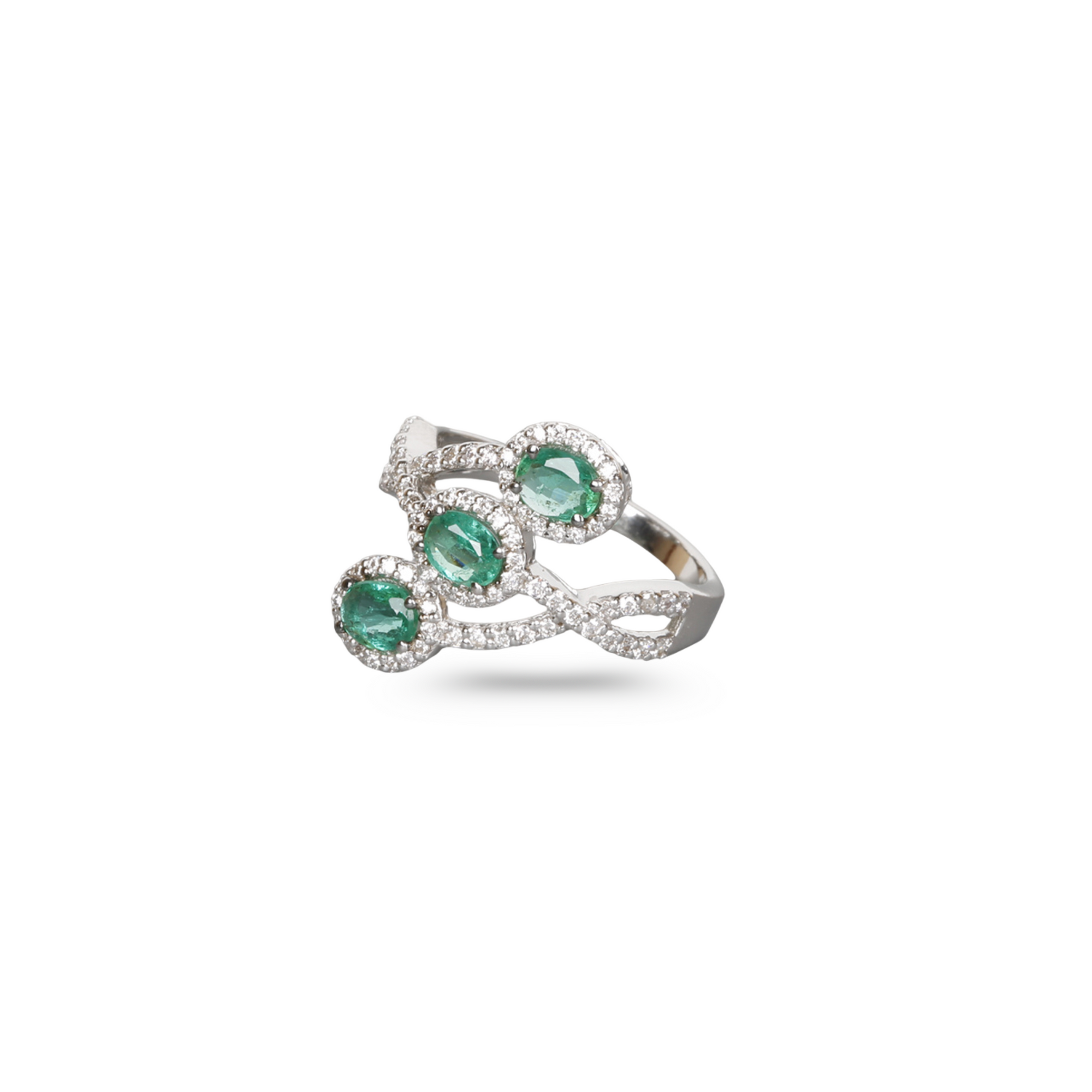 Emerald & Diamonds Crossover Ring