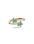 Emerald & Diamond Two Flower Ring