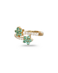 Emerald & Diamond Two Flower Ring