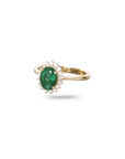 Emerald Diamond Gold Cluster Ring