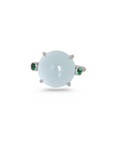Aquamarine & Emerald 18K White Gold Ring