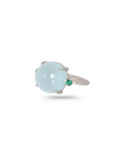 Aquamarine & Emerald 18K White Gold Ring