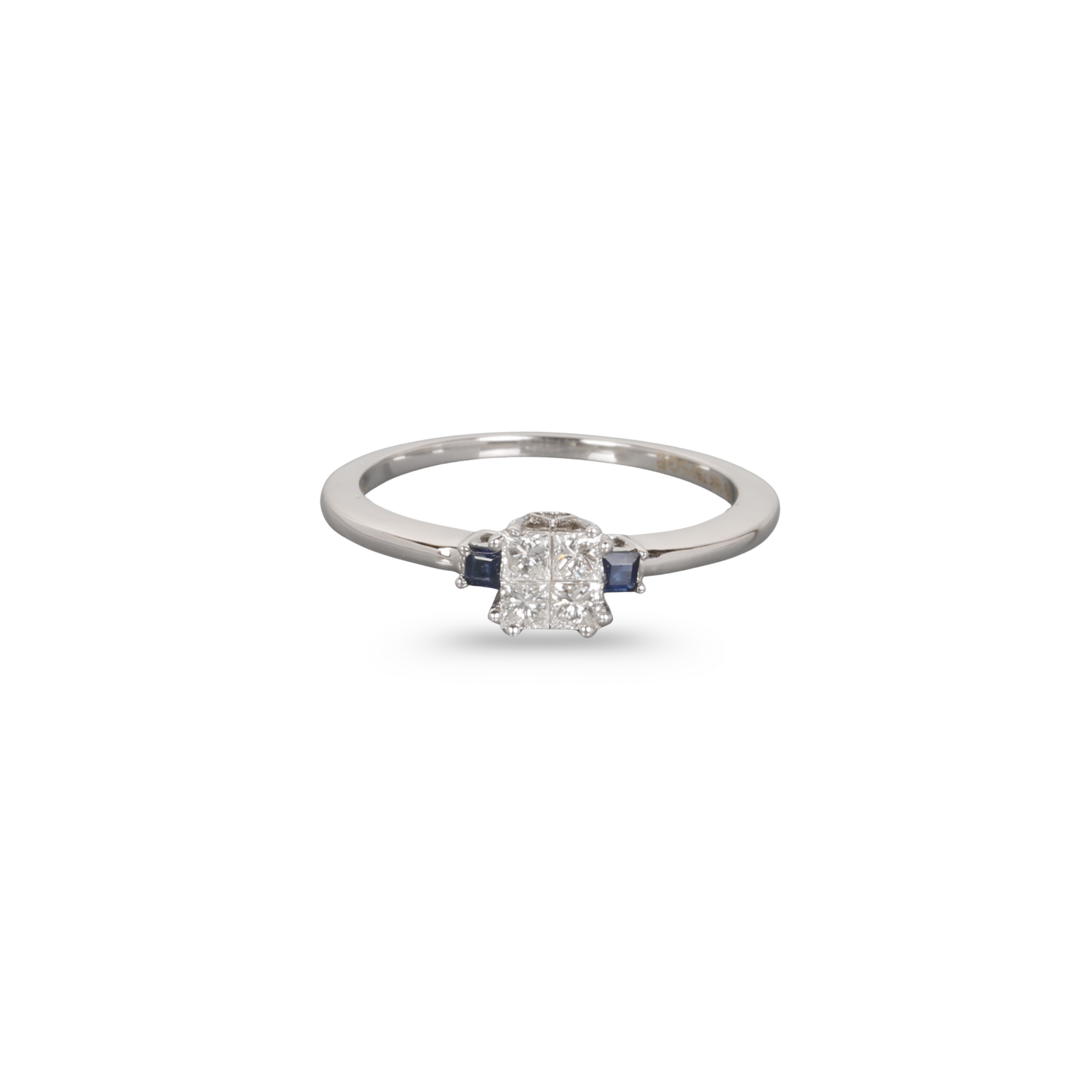 Square shape Diamond & Sapphire Ring