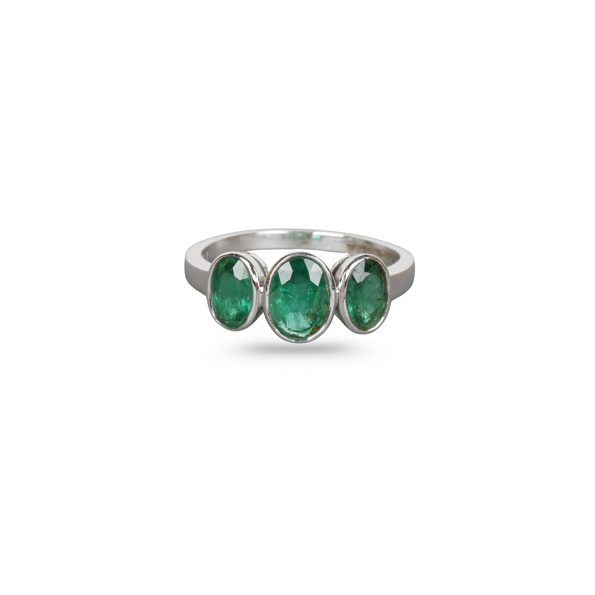 Three Emeralds White Gold Ring