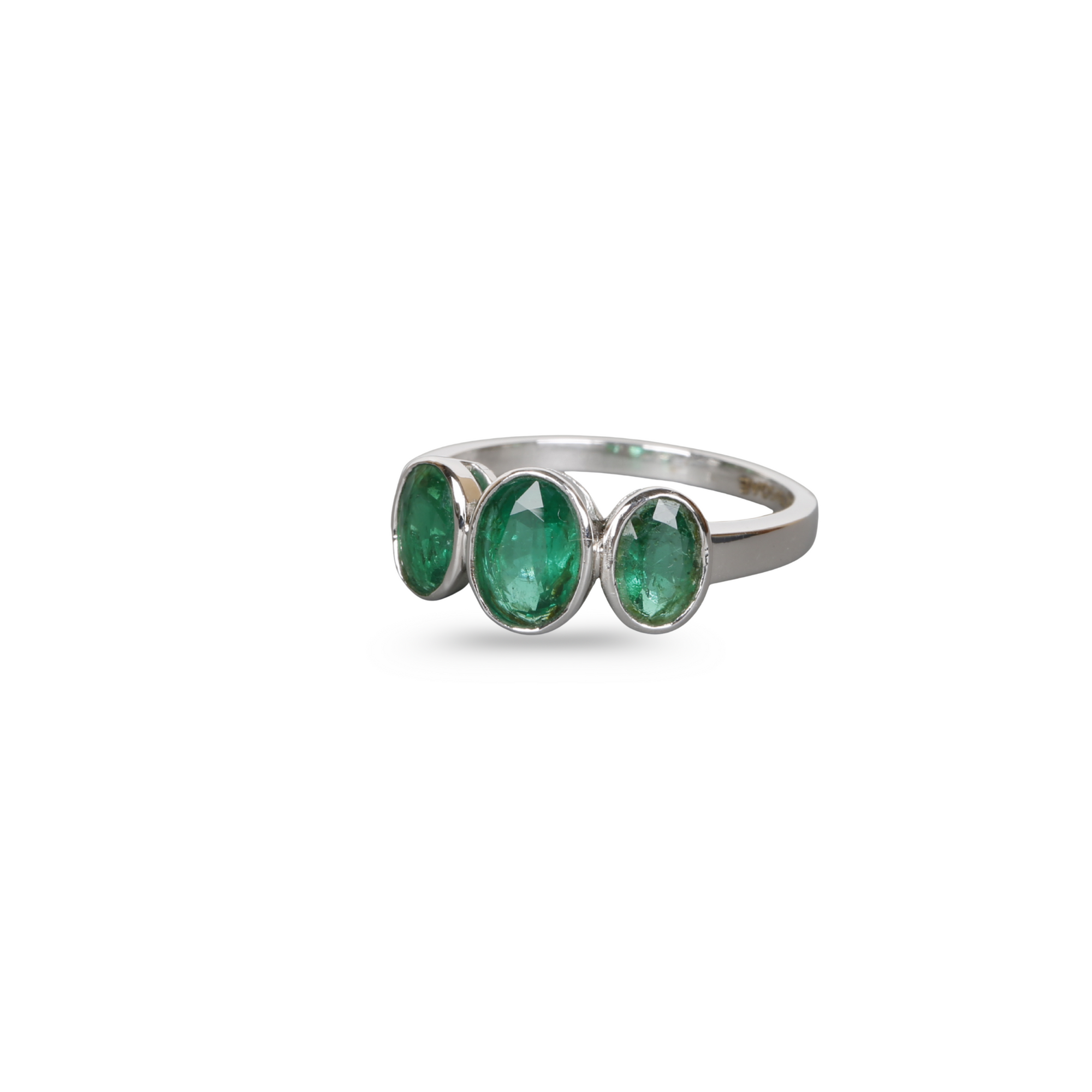 Three Emeralds White Gold Ring